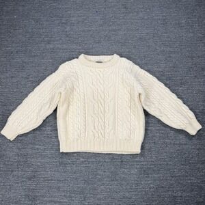 Vintage Bonner Ireland Sweater Women Small Ivory Cable Knit Wool Irish Classic
